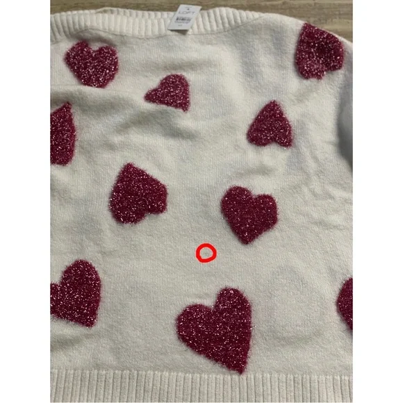 NWT Shimmer Heart Boatneck Sweater White & Pink Size XS - Picture 5 of 6